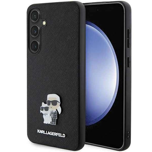 Karl Lagerfeld KLHCS24MPSAKCMPK S24+ S926 kietas dėklas juodas/juodas Saffiano Karl & Choupette Metal Pin