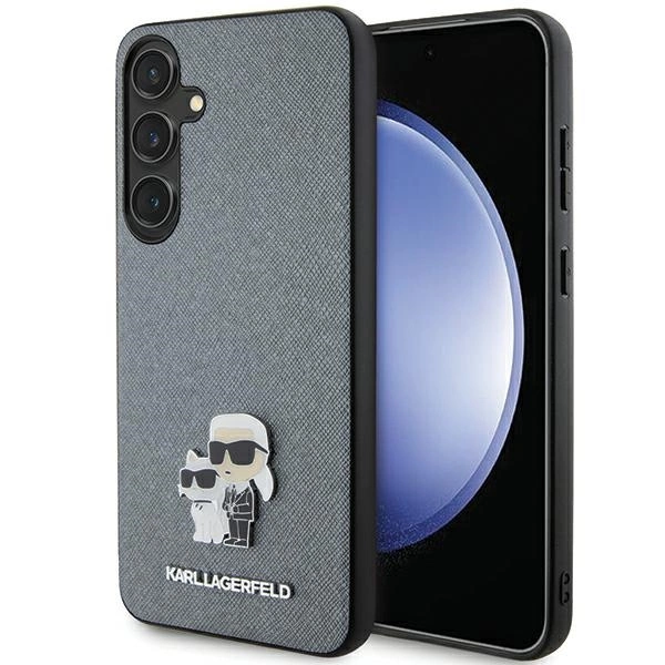 Karl Lagerfeld KLHCS24MPSAKCMPG S24+ S926 kietas dėklas pilkas/pilkas Saffiano Karl & Choupette Metal Pin