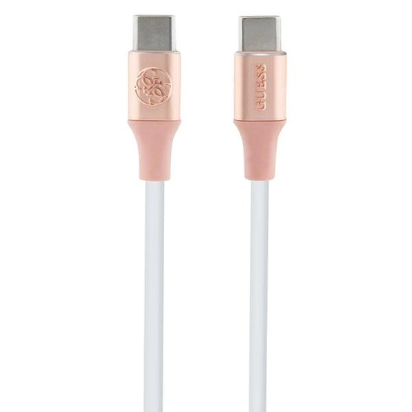 Guess Įspaustas logotipas USB-C / USB-C laidas 1,5 m greitas įkrovimas – rožinis
