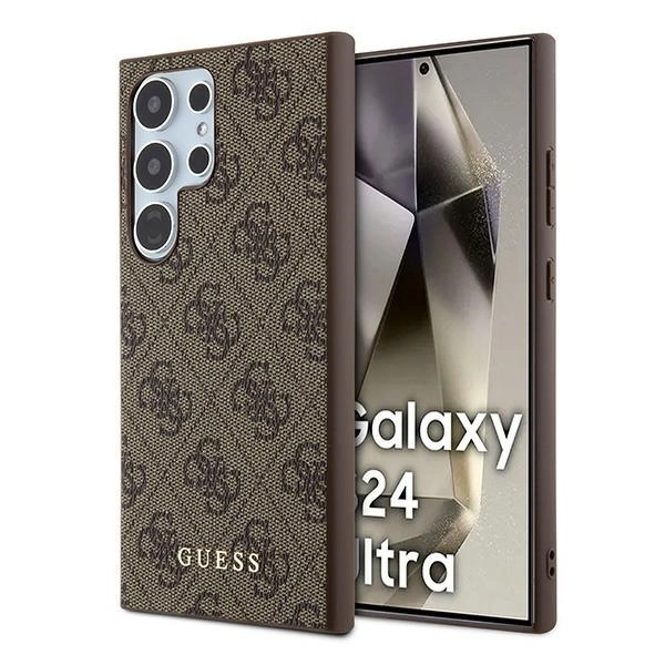 Guess 4G Metal Gold Logo dėklas Samsung Galaxy S24 Ultra - rudas