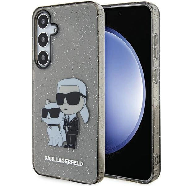 Karl Lagerfeld KLHCS24MHNKCTGK S24+ S926 juodas/juodas kietas dėklas Glitter Karl & Choupette