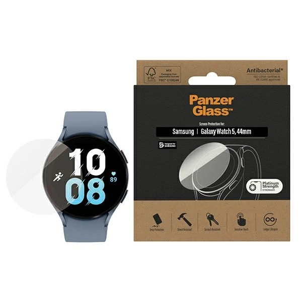 Antibakterinė PanzerGlass ekrano apsauga, skirta Samsung Galaxy Watch Classic 5 44mm