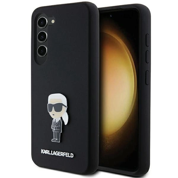 Karl Lagerfeld silikoninis Ikonik Metal Pin dėklas Samsung Galaxy S23 - juodas