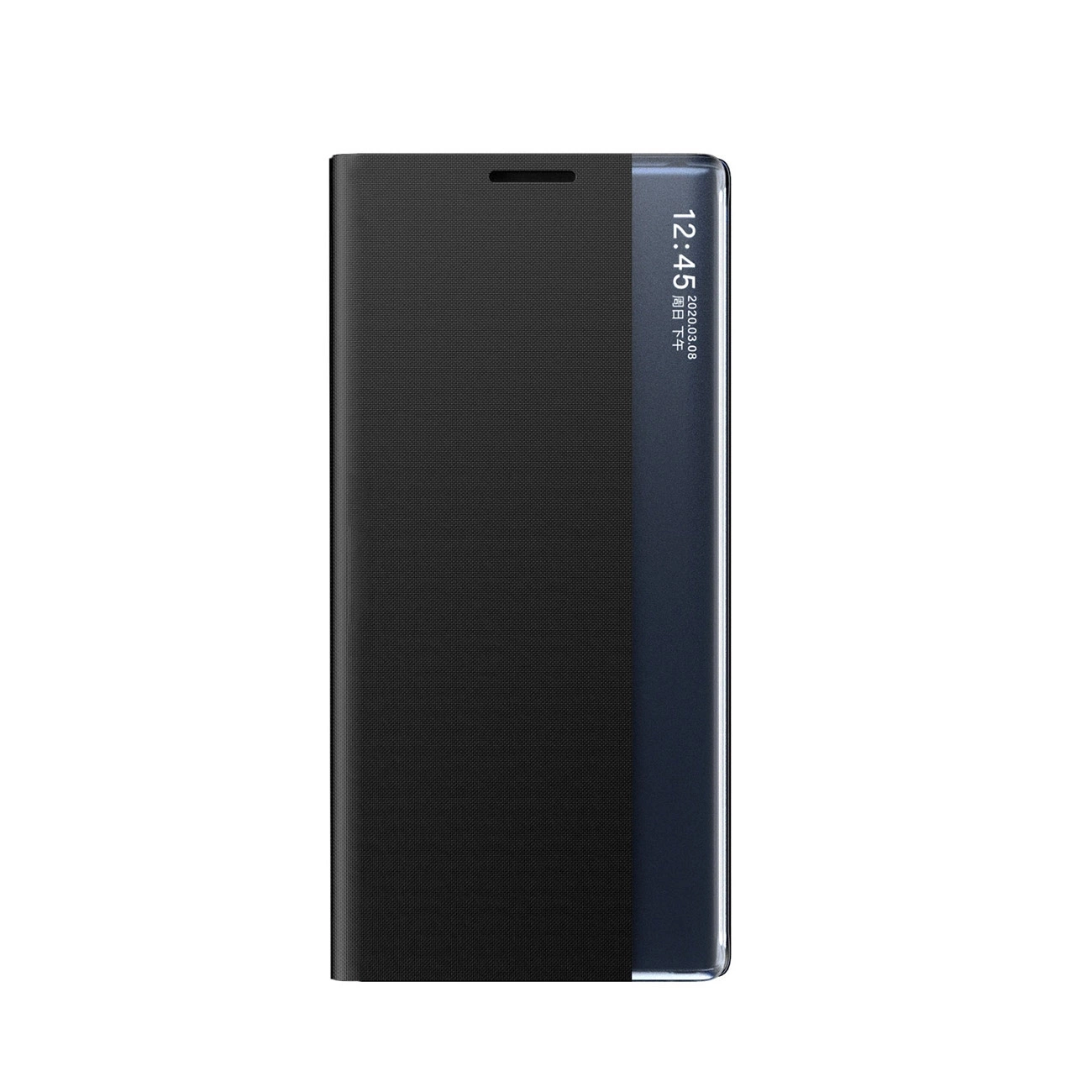 New Sleep View dėklas su atverčiamu dangčiu ir stoveliu Samsung Galaxy A55 – juodas