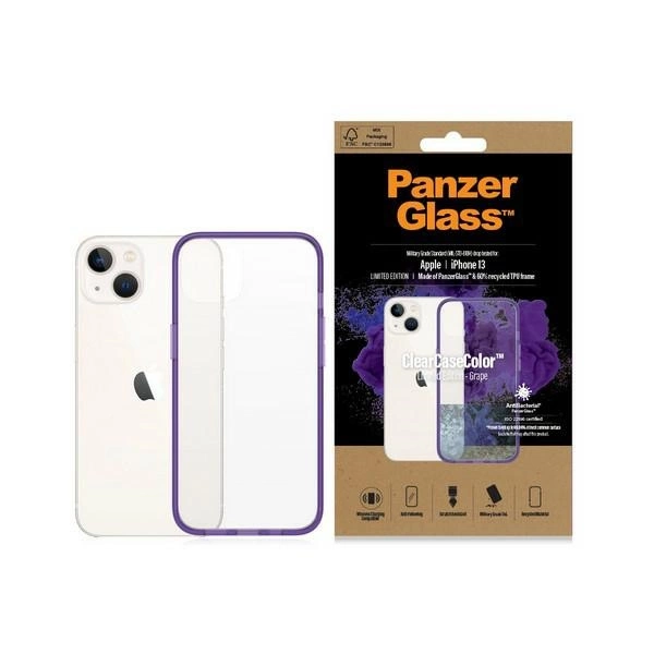 PanzerGlass ClearCase antibakterinis dėklas su Karinės klasės sertifikatu iPhone 13 / 14 / 15 – skaidrus violetinis