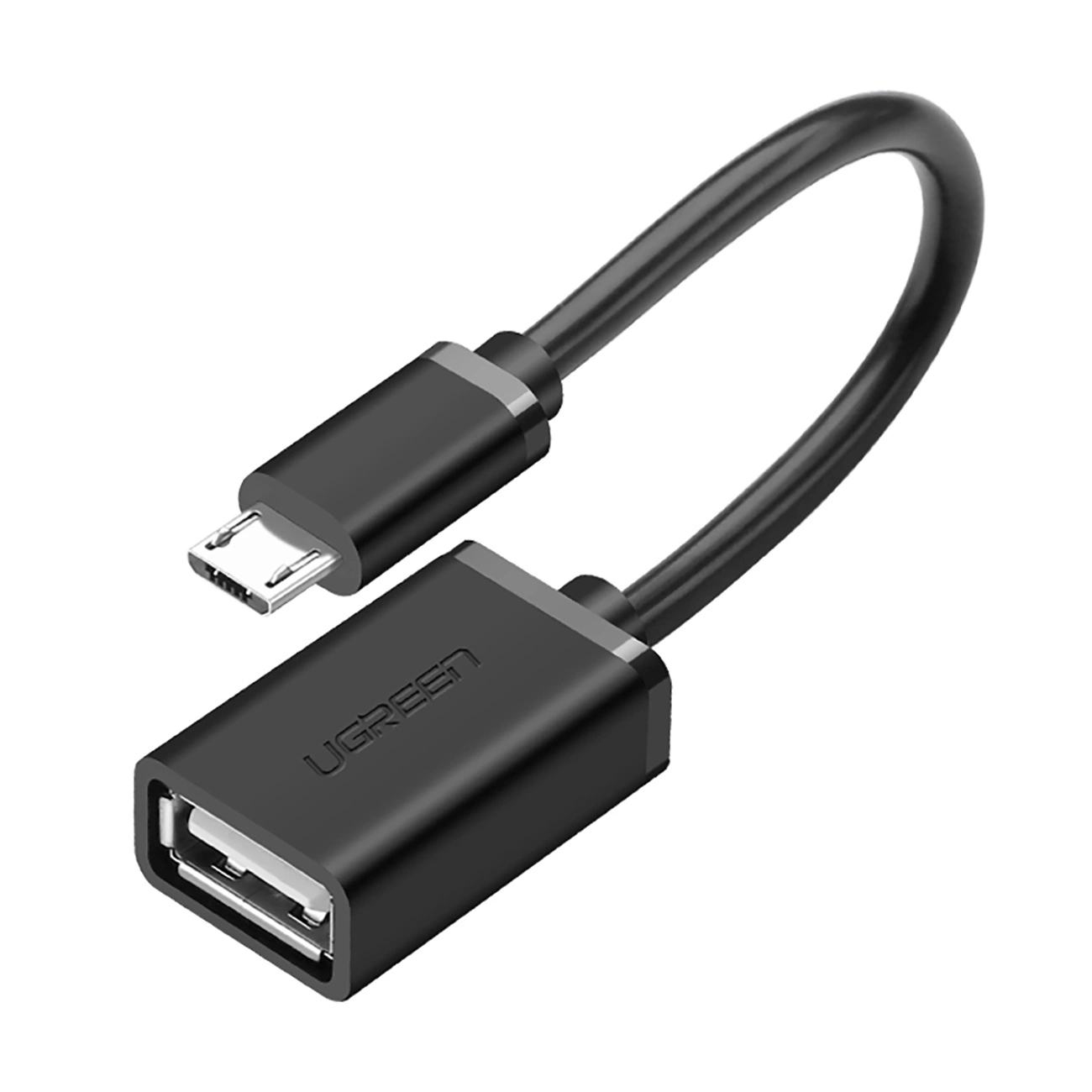 Ugreen US133 10396 micro USB (vyriškas) / USB-A (moteriškas) OTG laidas plokščias 0,15 m – juodas