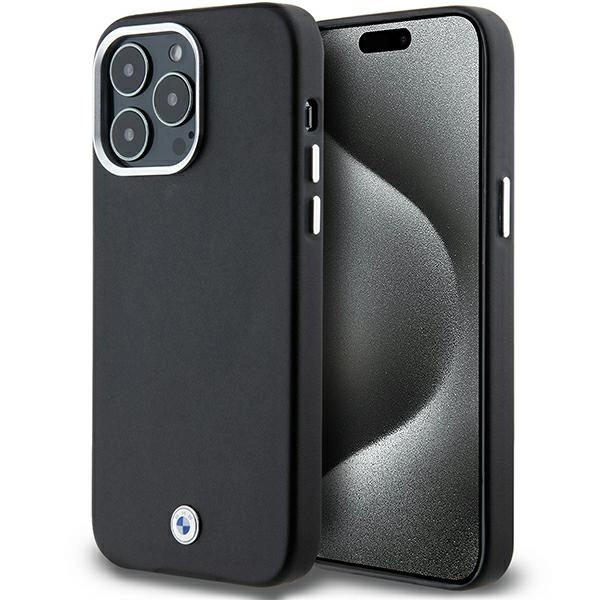 BMW Signature Wrapped Metal MagSafe dėklas iPhone 15 Pro Max - juodas