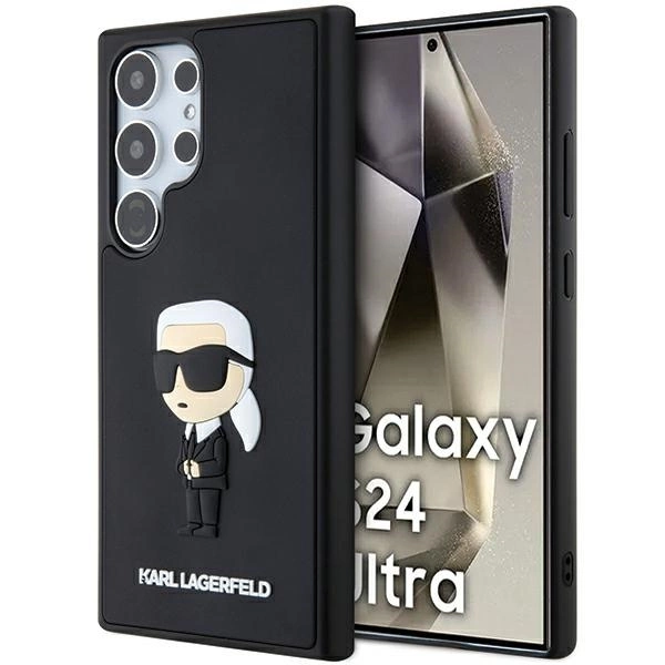 Karl Lagerfeld 3D guminis Ikonik dėklas Samsung Galaxy S24 Ultra - juodas