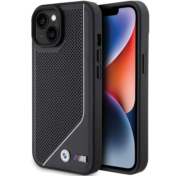 BMW perforuota Twisted Line MagSafe dėklas iPhone 15/14/13 - juodas