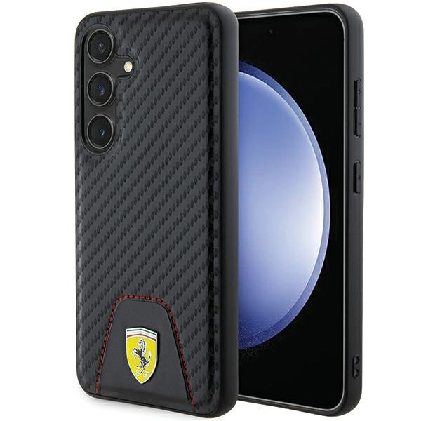 Ferrari Carbon Stitched Bottom dėklas Samsung Galaxy S24 - juodas