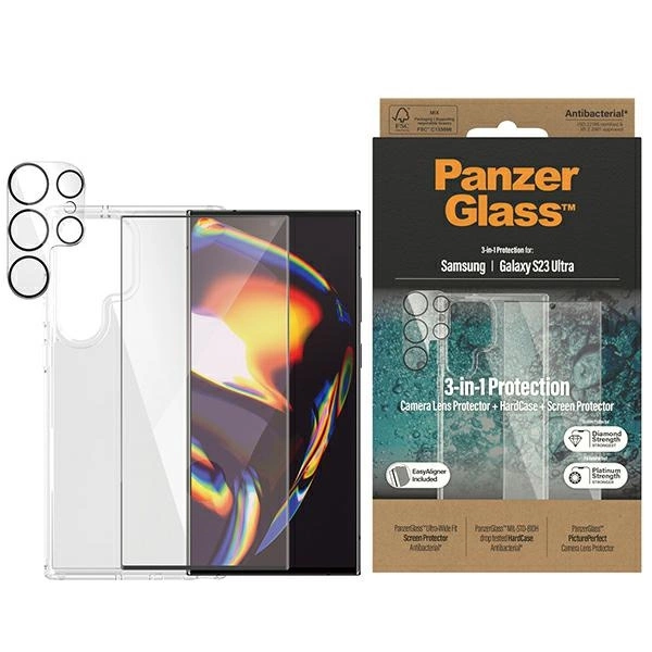 PanzerGlass Rinkinys 3in1 Skaidrus dėklas + plėvelė + kameros apsauga Samsung Galaxy S23 Ultra