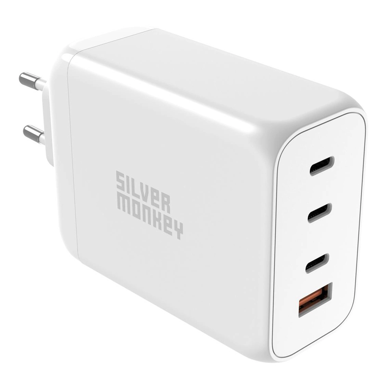 Silver Monkey SMA154 200W GaN įkroviklis 3x USB-C PD USB-A QC 3.0 - baltas