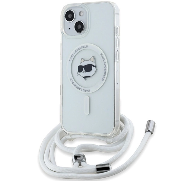 Karl Lagerfeld IML Choupette Head & laidelis MagSafe dėklas iPhone 13 / 14 / 15 – skaidrus