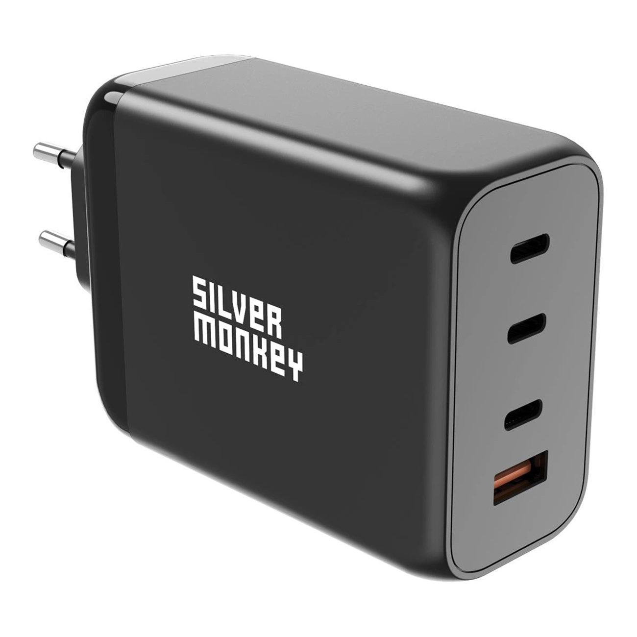 Silver Monkey SMA153 200W GaN įkroviklis 3x USB-C PD USB-A QC 3.0 - juodas