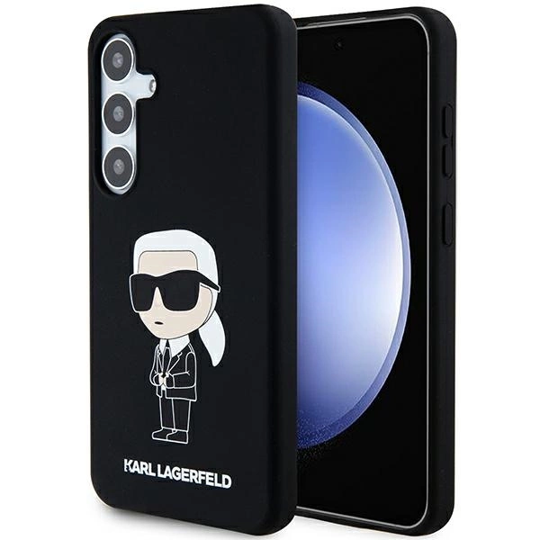 Karl Lagerfeld silikoninis Ikonik dėklas Samsung Galaxy S24+ - juodas