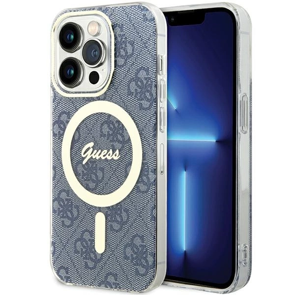 Guess IML 4G MagSafe dėklas iPhone 15 Pro - mėlynas