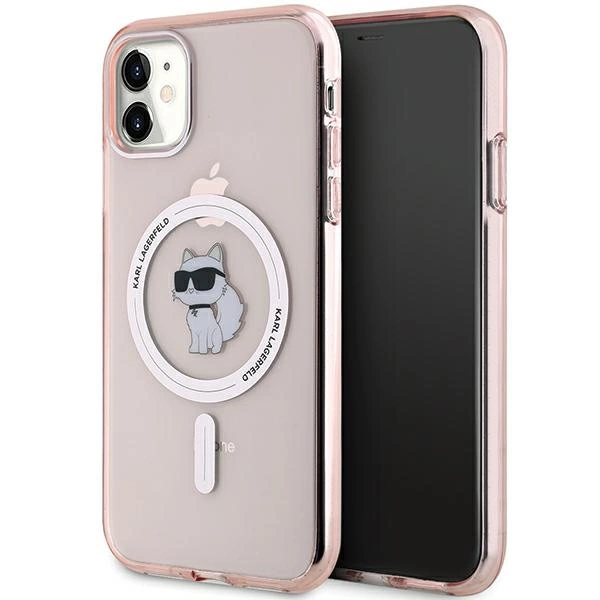 Karl Lagerfeld IML Choupette MagSafe dėklas iPhone 11 / Xr – rožinis