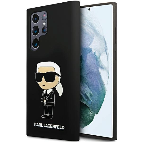 Karl Lagerfeld silikoninis Ikonik dėklas Samsung Galaxy S24 Ultra - juodas