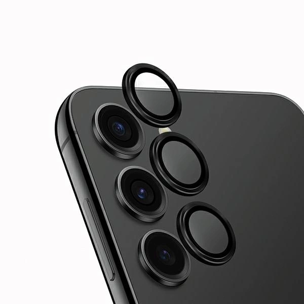 Uniq Optix Aliuminio kameros objektyvo apsauginis dėklas Samsung Galaxy S24+ su aplikatoriumi – juodas