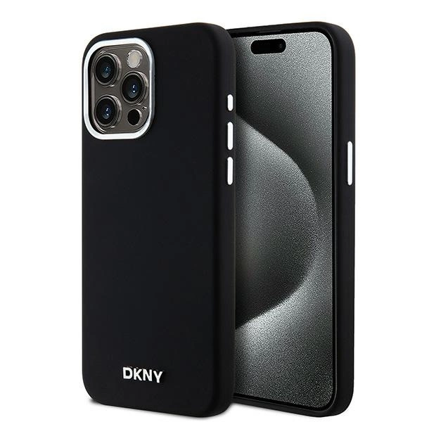 DKNY Liquid Silicone Small Metal Logo MagSafe dėklas iPhone 14 Pro Max – juodas