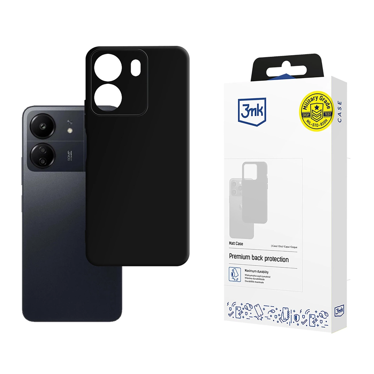 3mk Matt dėklas Xiaomi Redmi 13C / Poco C65 - juodas