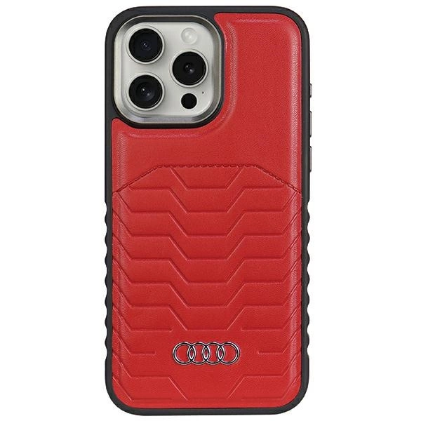 Audi sintetinės odos dėklas su MagSafe iPhone 15 Pro Max - raudonas