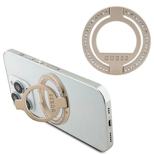 Guess MagSafe žiedas stovas GUMRSALDGD – auksinis/auksinis su kalnų krištolu