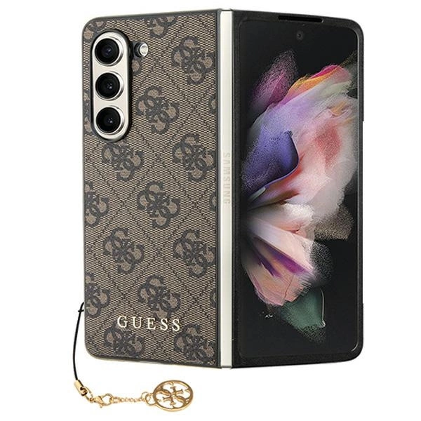 Guess GUHCZFD5GF4GBR F946 Z Fold5 kietasis dėklas 4G Charms Collection – rudas