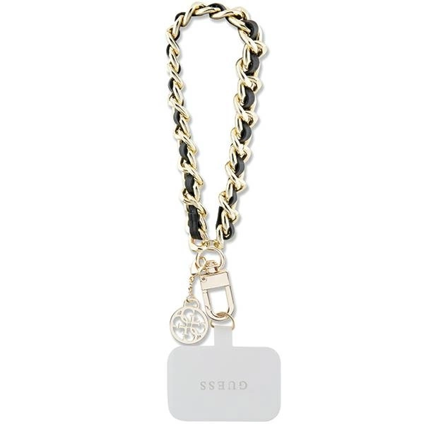 Guess GUOUCHSAMC4K universalus rankenėlės dėklas – juodas Saffiano grandinė 4G Charm