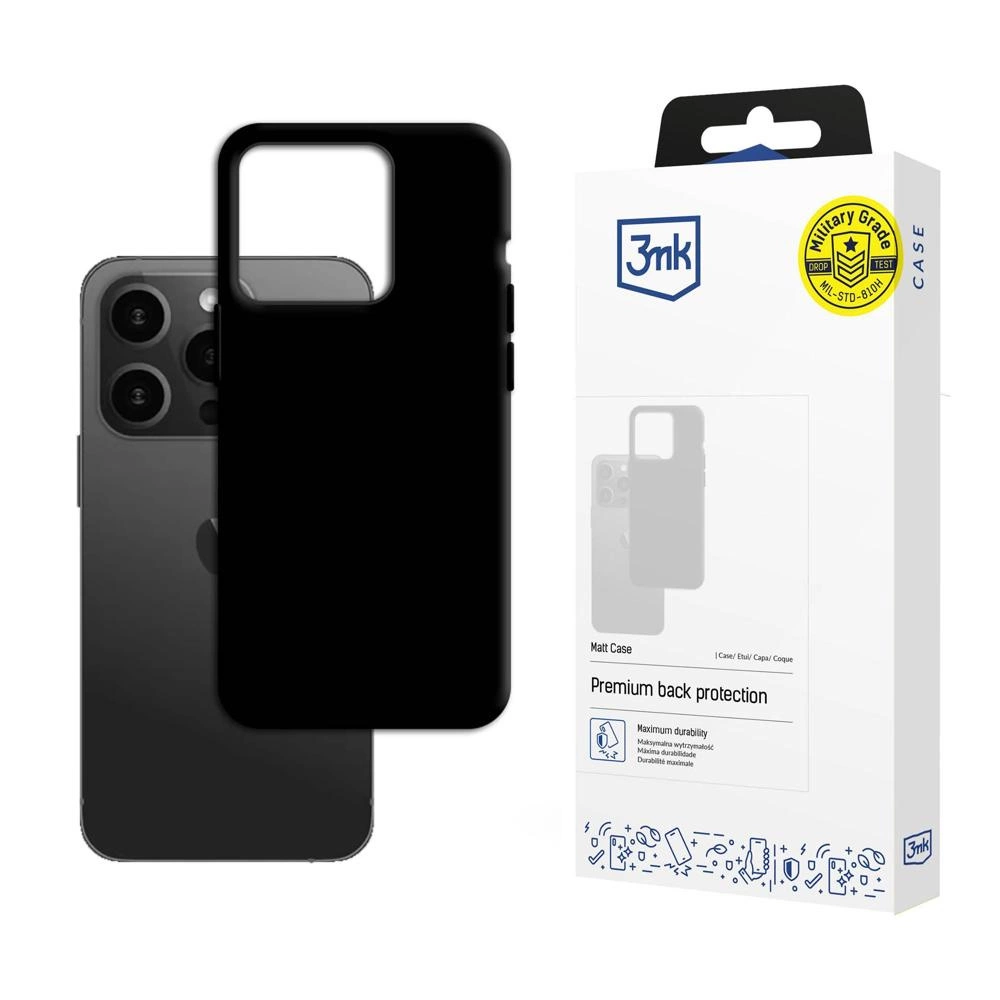 Apple iPhone 15 Pro Max - 3mk matinės juodos spalvos dėklas
