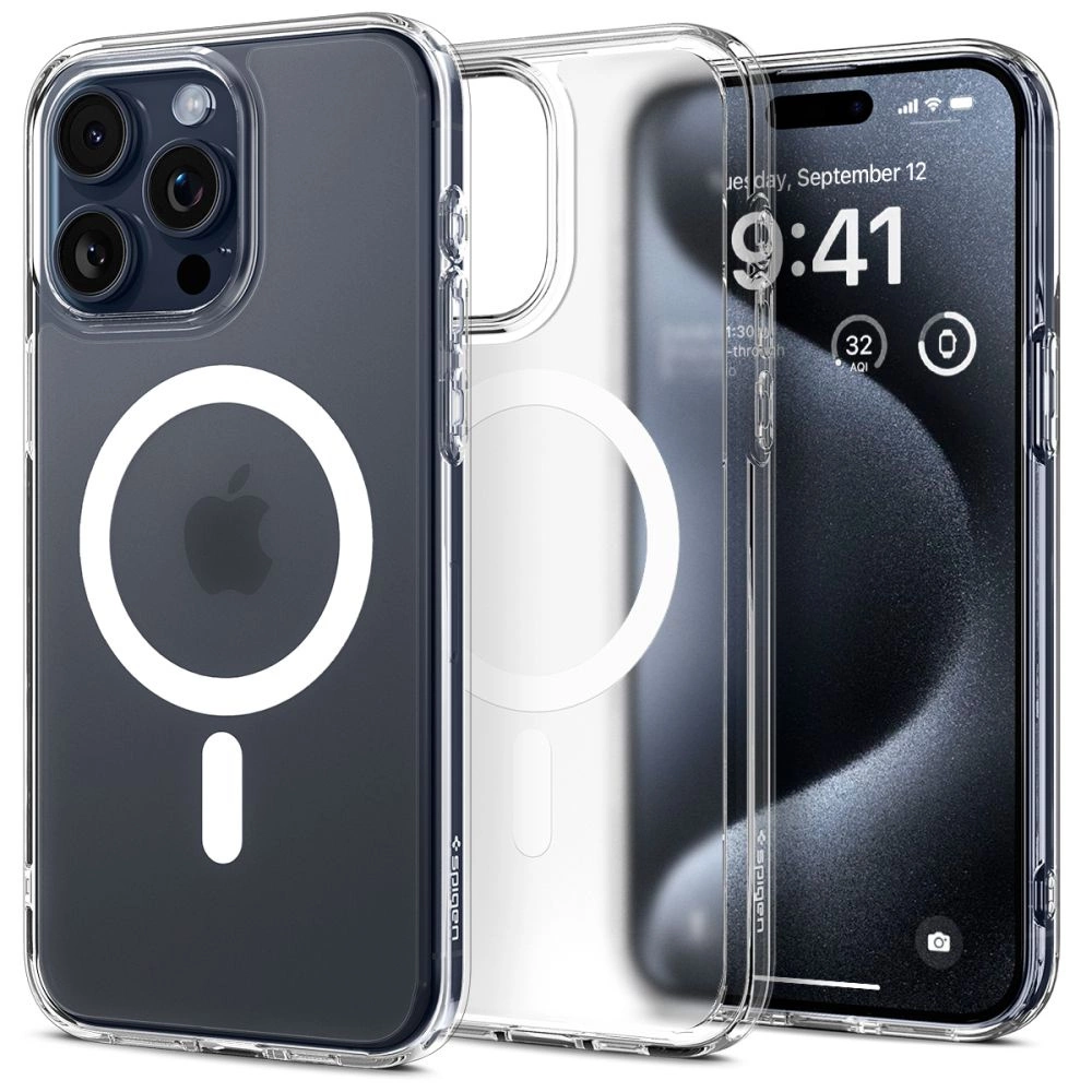 Spigen Ultra Hybrid Mag dėklas su MagSafe iPhone 15 Pro – skaidrus matinės spalvos