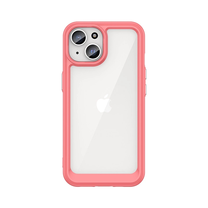 iPhone 15 Plus Outer Space sustiprintas dėklas su lanksčiu rėmeliu – raudonas