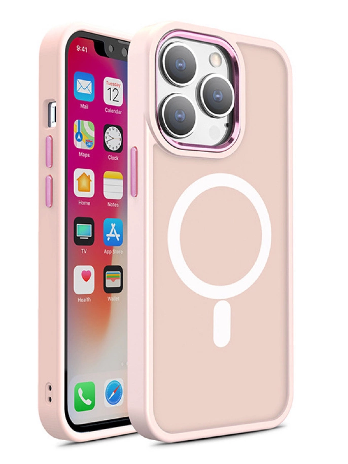 Magnetinis Color Matte dėklas iPhone 15 Pro Max – rožinis