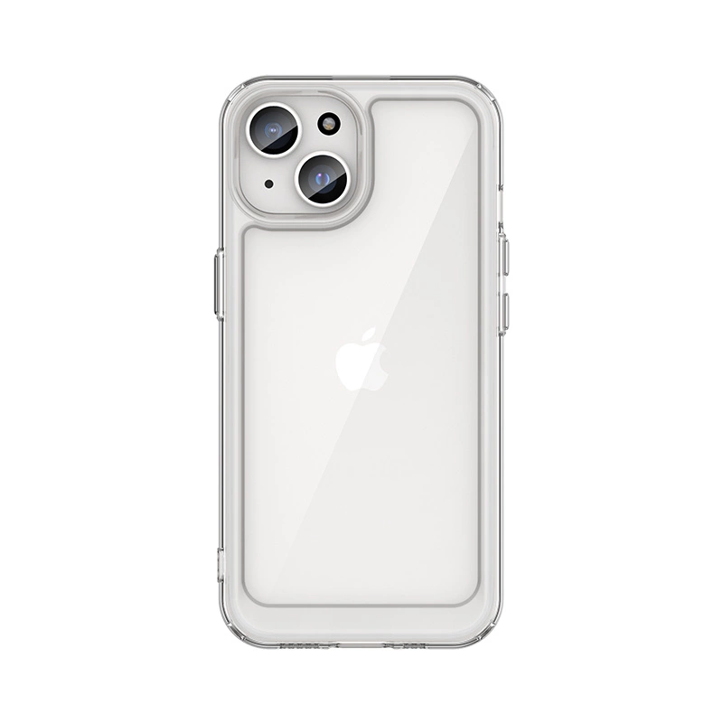 iPhone 15 Plus Outer Space sustiprintas dėklas su lanksčiu rėmeliu – permatomas