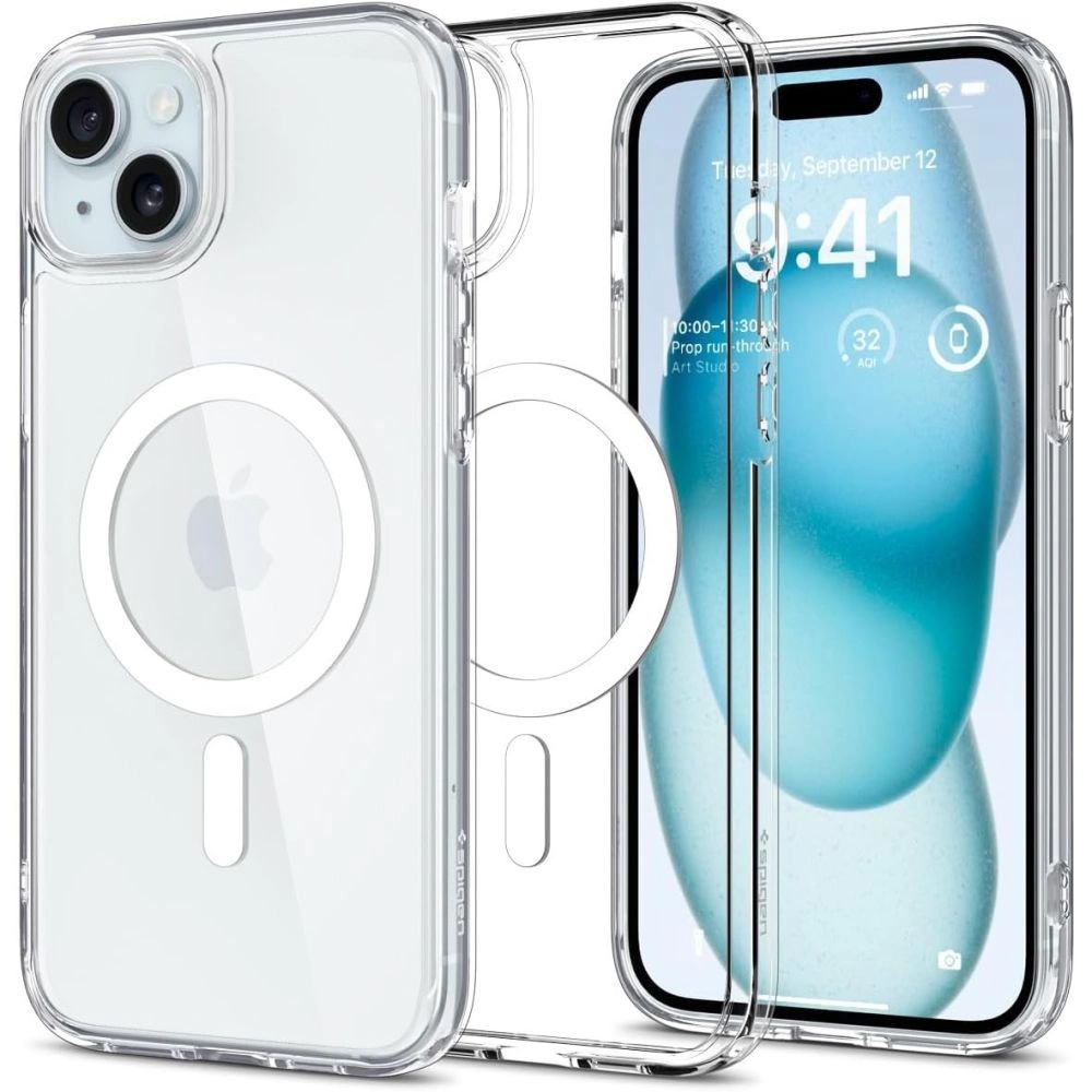 Spigen Ultra Hybrid Mag dėklas su MagSafe iPhone 15 – baltas