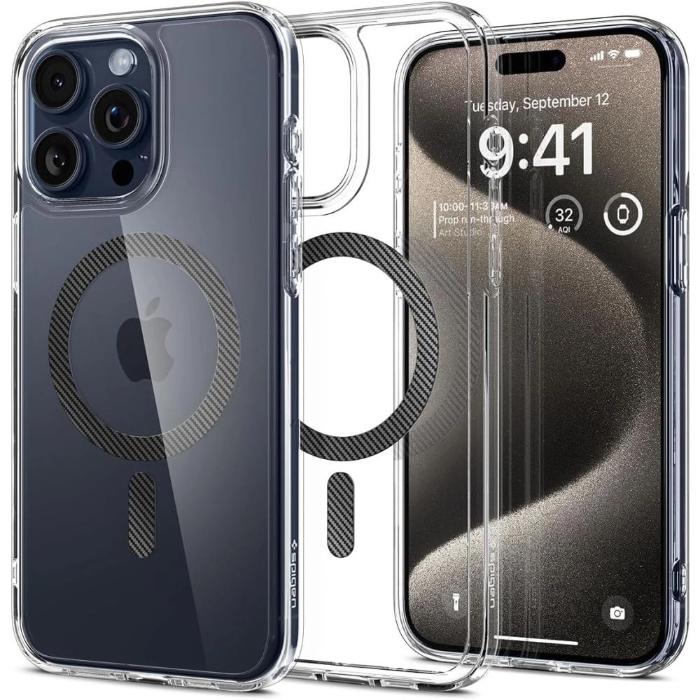 Spigen Ultra Hybrid Mag dėklas su MagSafe iPhone 15 Pro Max – pilkas
