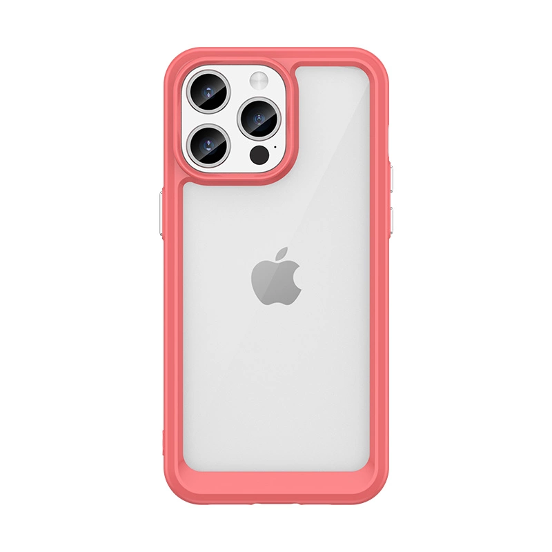 Sustiprintas dėklas su lanksčiu rėmeliu iPhone 15 Pro Outer Space – raudonas