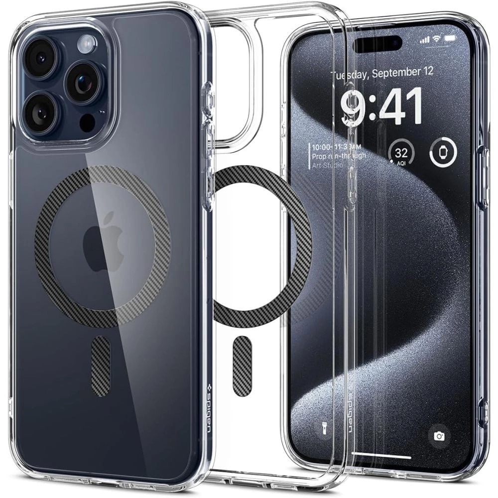 Spigen Ultra Hybrid Mag dėklas su MagSafe iPhone 15 Pro – pilkas