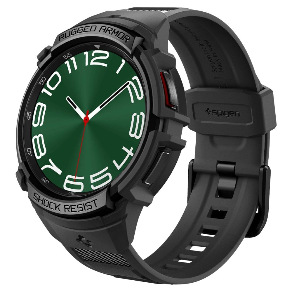Spigen Rugged Armor Pro dėklas su dirželiu Samsung Galaxy Watch 6 Classic (47 mm) – juodas