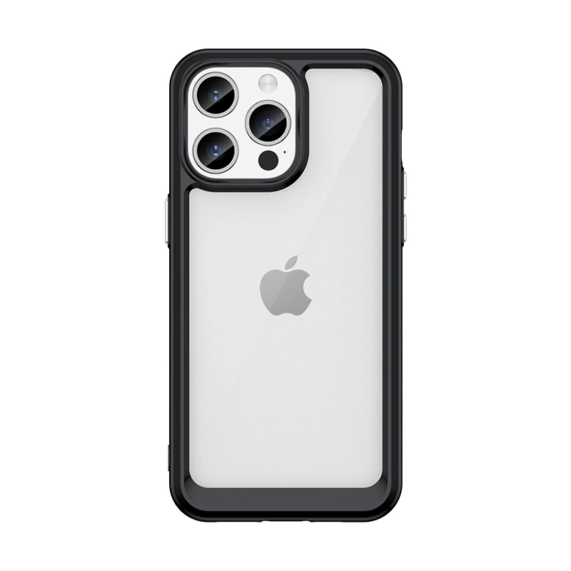 iPhone 15 Pro Max Outer Space sustiprintas dėklas su lanksčiu rėmeliu – juodas