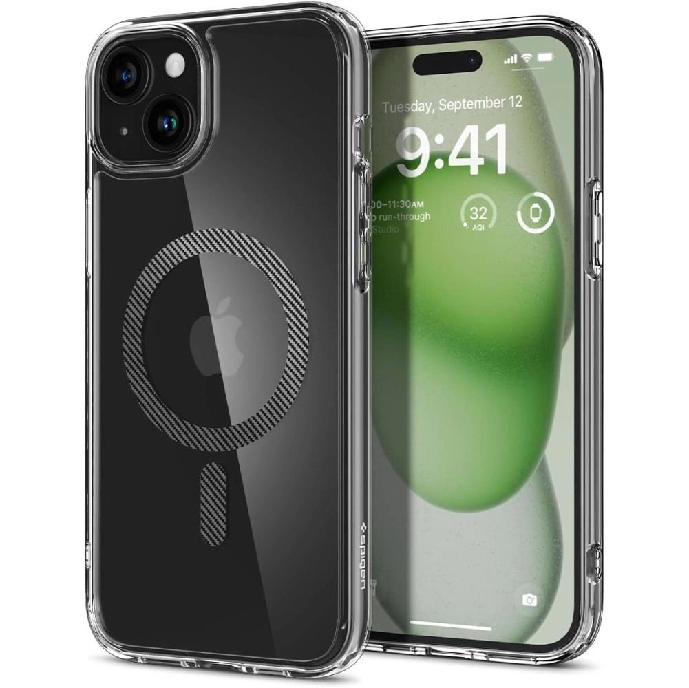 Spigen Ultra Hybrid Mag dėklas su MagSafe iPhone 15 – pilkas