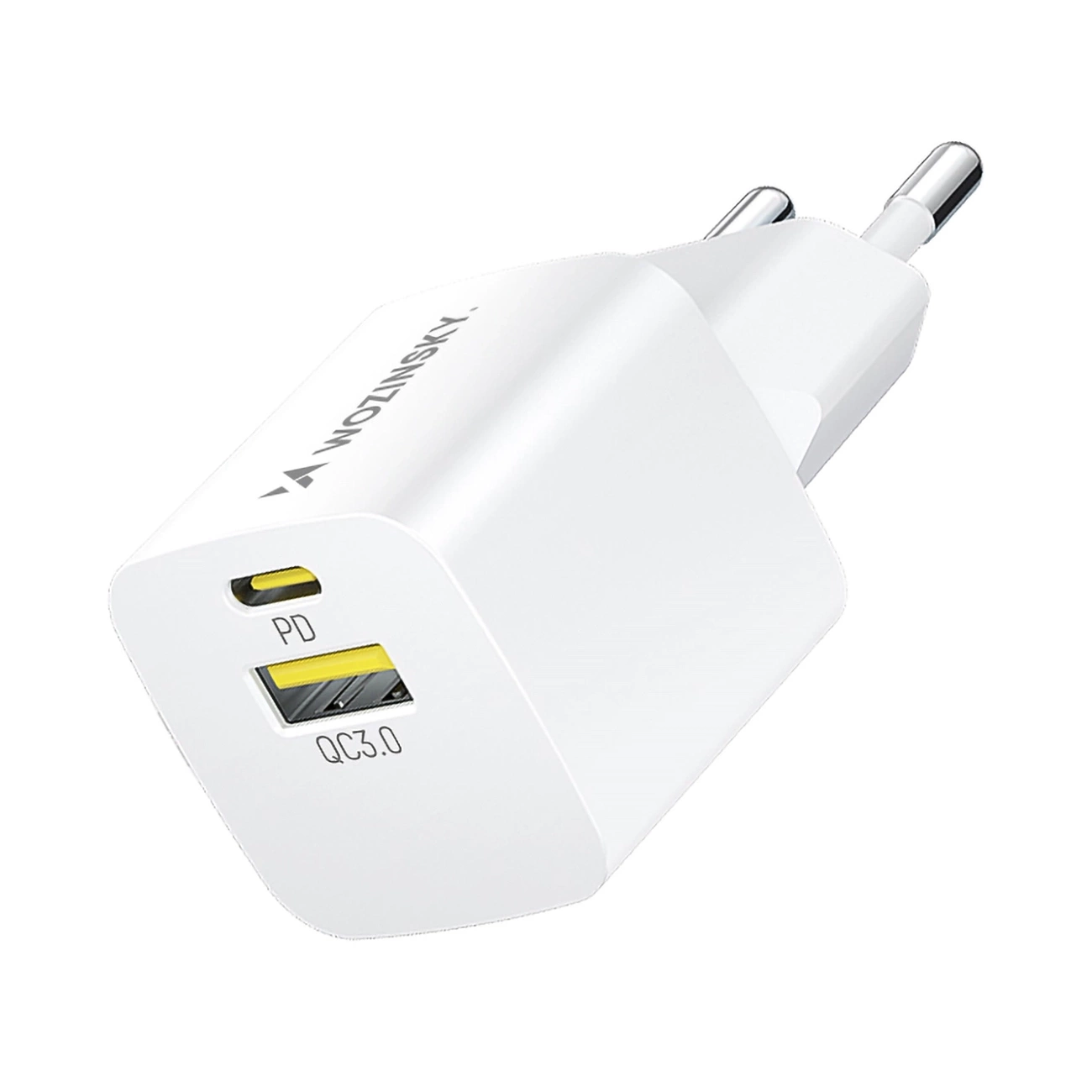 Wozinsky WWCEAC GaN USB-A USB-C 33W sieninis įkroviklis – baltas