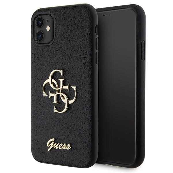 Guess GUHCN61HG4SGK dėklas iPhone 11 / Xr – juodas Glitter Script Big 4G