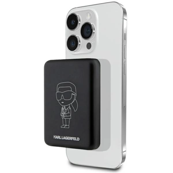 Karl Lagerfeld indukcinis Power Bank KLPBMKIOTTGK 5W 3000mAh – juodas/juodas Ikonik MagSafe