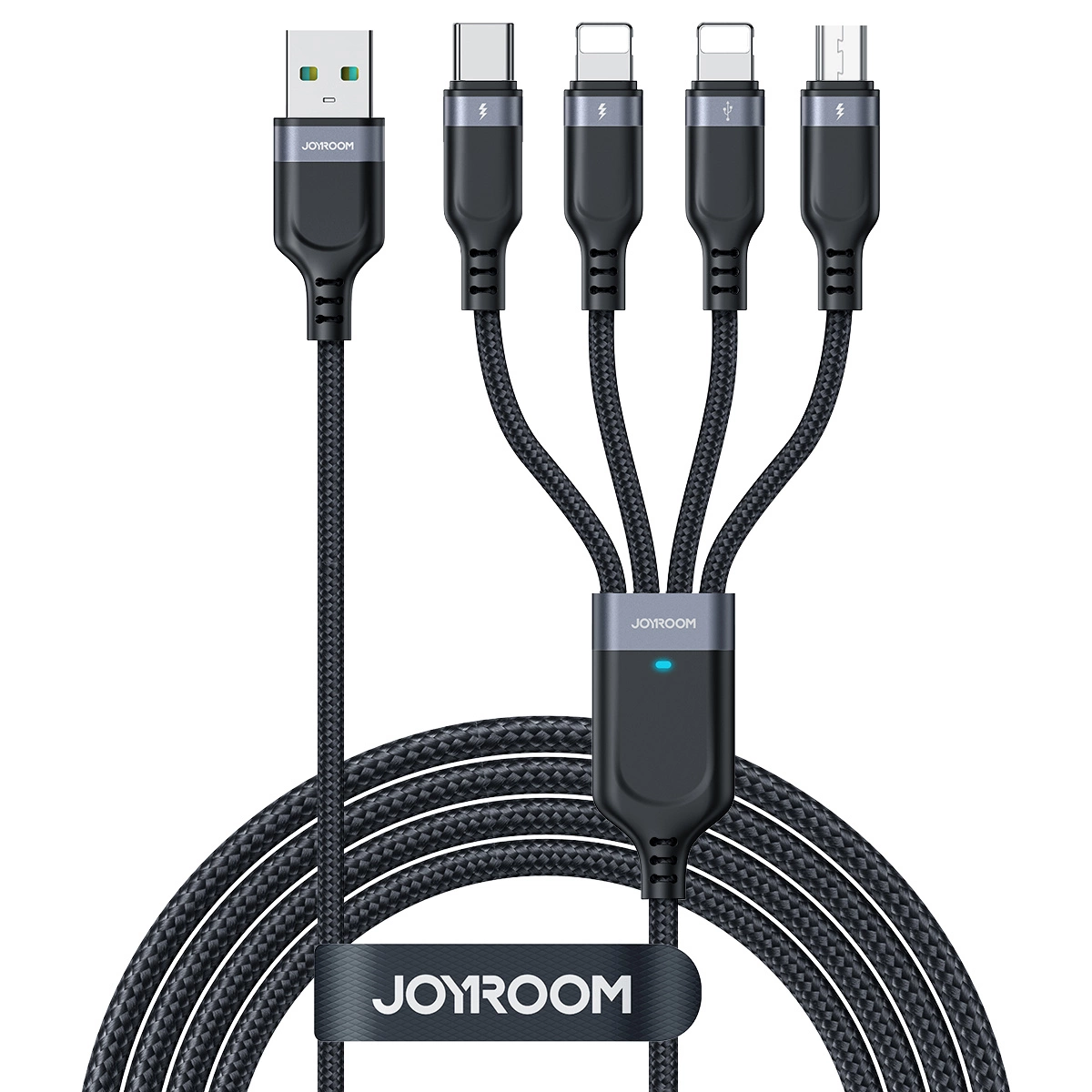 Joyroom Multi-Use Series S-A18 4in1 USB-A – USB-C / Lightning / Lightning / micro USB kabelis 1,2 m – juodas