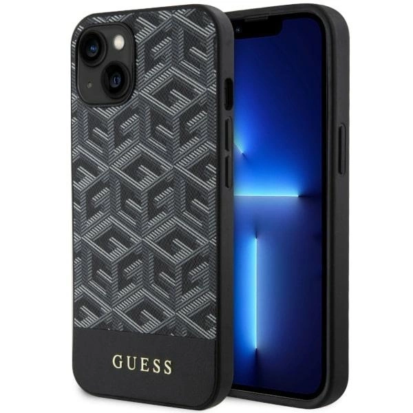 Guess GUHMP14SHGCFSEK iPhone 14 6,1" – juodas/juodas kietas dėklas, GCube Stripes MagSafe