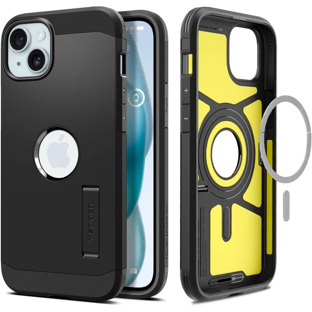 Spigen Tough Armor MagSafe dėklas iPhone 15 – juodas