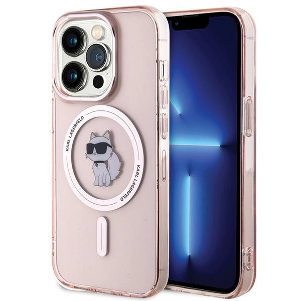 Karl Lagerfeld IML Choupette MagSafe dėklas iPhone 15 Pro Max – rožinis