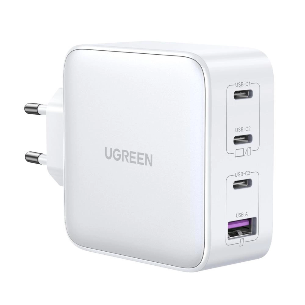 GaN greitas įkroviklis 3xUSB C / USB 100W PPS Ugreen CD226 – baltas