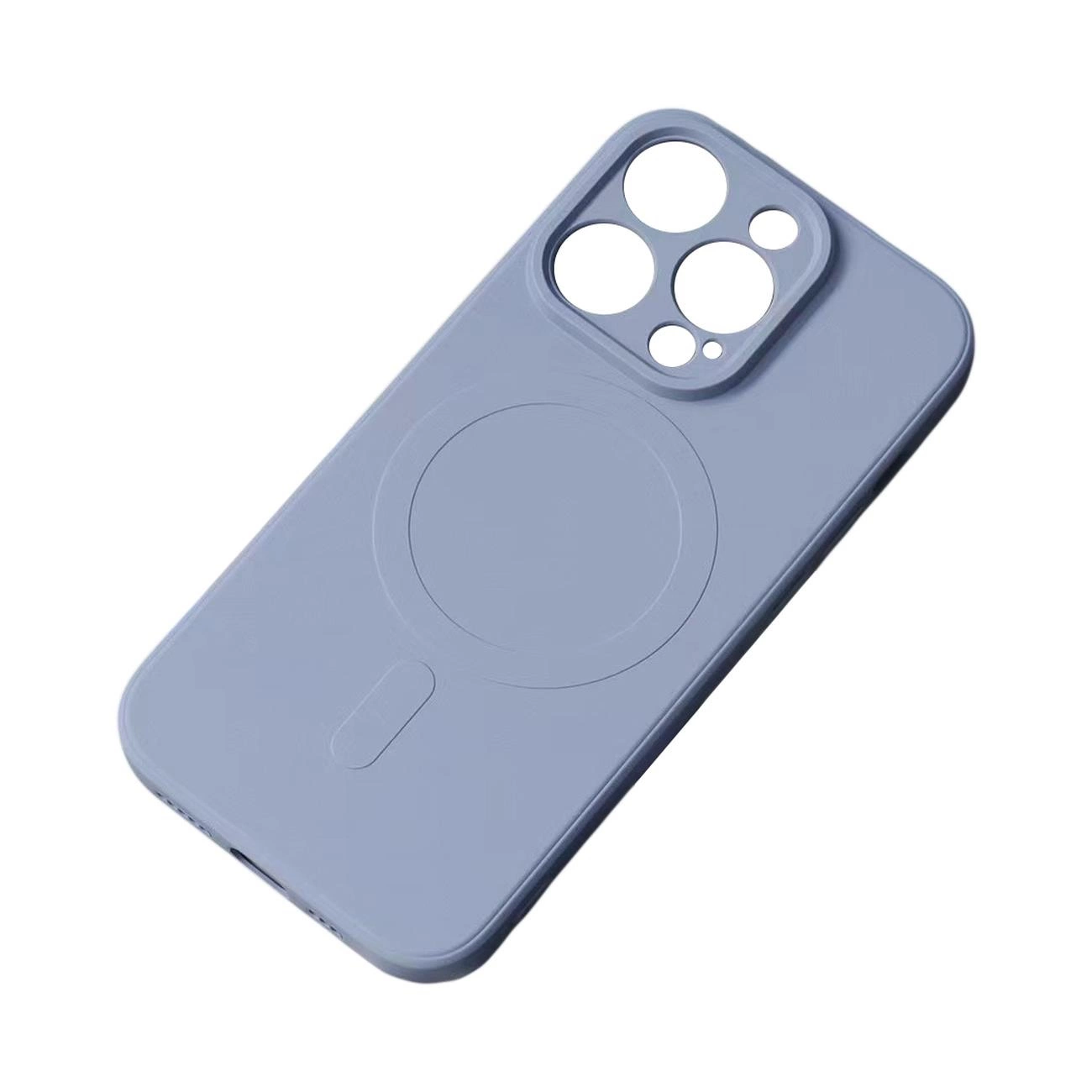Silikoninis dėklas, suderinamas su MagSafe iPhone 15 Pro – pilkas
